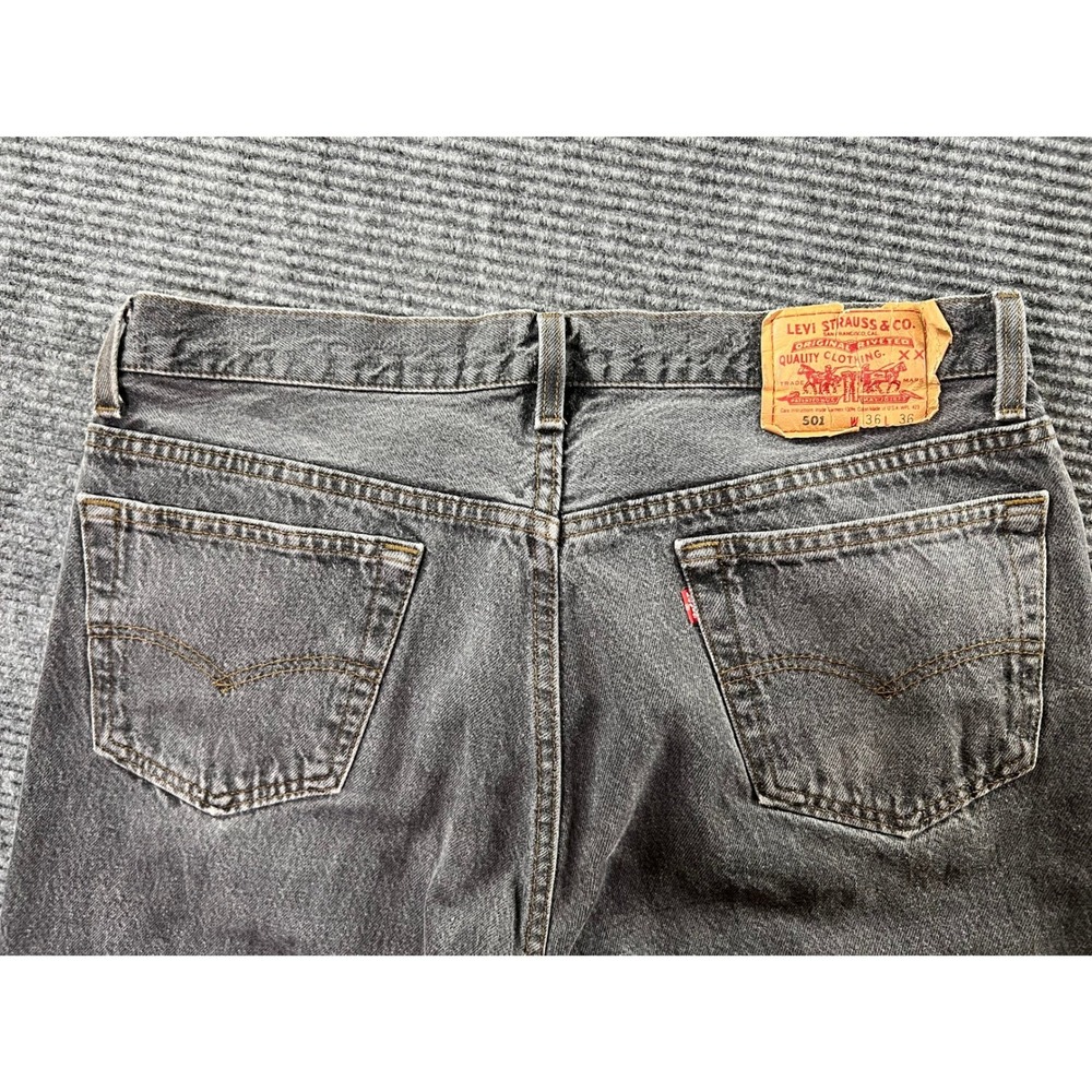 Levi's 501 Vintage 1994 Jeans Mens 36x36 Black Gray Button Fly USA Made Vintage - Picture 9 of 13